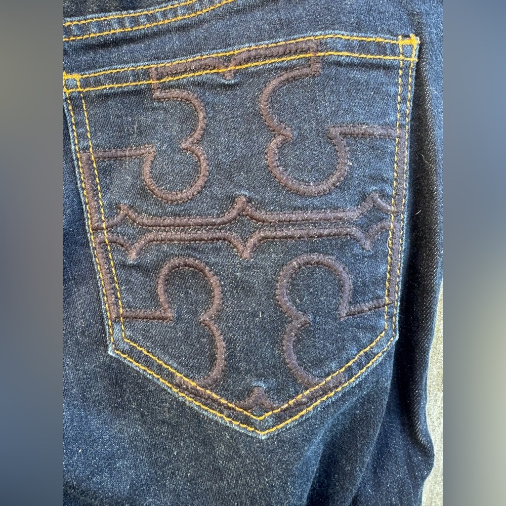 Tory Burch Super Skinny Jean Logo Pocket Details Sz 30 Dark wash denim - Picture 5 of 7